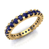 Blue Sapphire 2.25 mm Stackable Eternity Band 14K Gold - Yellow Gold