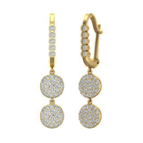 Circle Diamond Dangle Earrings Dainty Drop Style 14K Gold 1.22 ct-G,SI - Yellow Gold