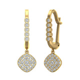 Cushion Diamond Dangle Earrings Dainty Drop Style 14K Gold 0.70 ct-I,I1 - Yellow Gold
