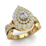 Pear shape diamond Engagement Rings 18K Gold 2.10 carat-G,VS - Yellow Gold
