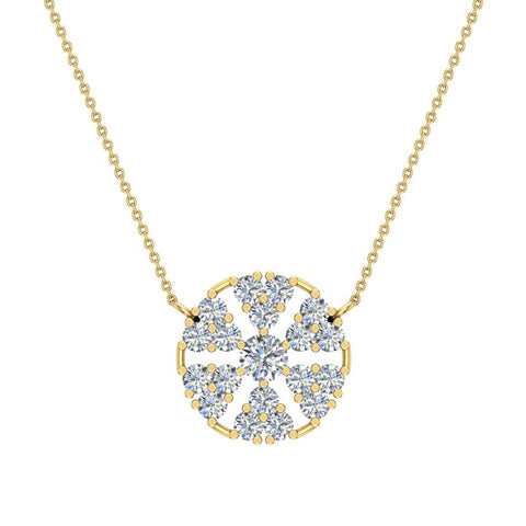Petals of a Flower Cluster Diamond Pendant in 14K Gold (LM,I2) - Yellow Gold