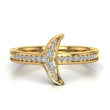 Fish-Tail Design Shank Eternity Band Wedding Ring 14K Gold (G,SI) - Yellow Gold