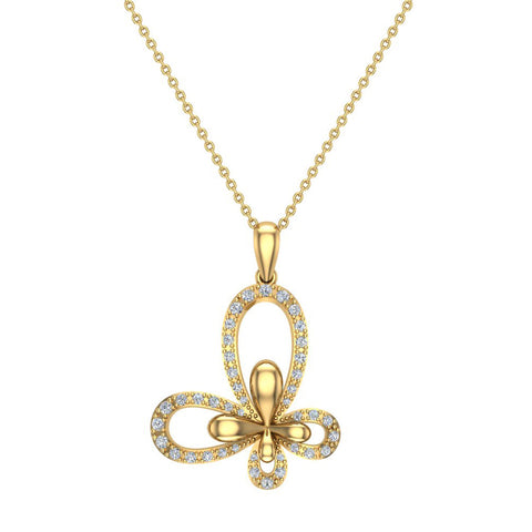 0.51 ct tw Butterfly Diamond Necklace 14K Gold (LM,I2) - Yellow Gold