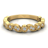 Stacking Circle & Marquee designer Milgrain Diamond Wedding Band 0.22 Ctw 14K solid Gold (I,I1) - Yellow Gold