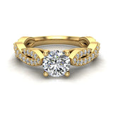 Solitaire Diamond Braided Shank Engagement Ring 14K Gold-G,SI - Yellow Gold