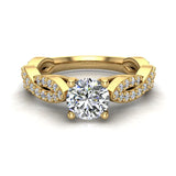 Solitaire Diamond Braided Shank Engagement Ring 18K Gold-G,VS - Yellow Gold