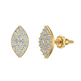 Exquisite Marquise Pave Diamond Stud Earrings 1/2 ct 14K Gold-I,I1 - Yellow Gold