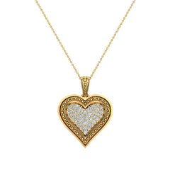 0.56 ct tw Pave-Set Heart Diamonds Necklace Yellow Gold