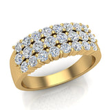 Statement Diamond Rings three rows fashion band 14K Gold 0.92 ct-I,I1 - Yellow Gold