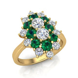May Birthstone Emerald 18K Gold Diamond Ring 2.65 ct tw - Yellow Gold
