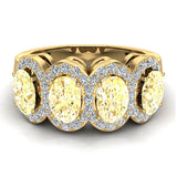 Oval Citrine & Diamond Band Ring 14K Gold - Yellow Gold
