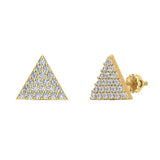 Triangle Shape Pave Diamond Stud Earrings 1/2 ct 18K Gold-G,VS - Yellow Gold