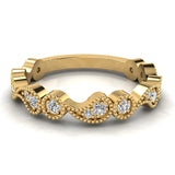 Designer Paisley Milgrain Stacking Diamond Wedding Band 0.28 Ctw 18K solid Gold (G,SI) - Yellow Gold