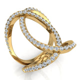 0.66 Ct Marquise Twirl Elongated Knuckle Cocktail Ring 14K Gold (G,SI) - Yellow Gold