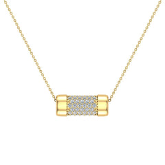Necklace Pave Diamond Capsule Shape Pendant 3/4 Yellow Gold