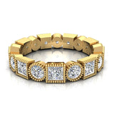 Bezel Milgrain Princess Cut Eternity Diamond Wedding Band 2.52 ctw 18K Gold Glitz Design (G,SI) - Yellow Gold