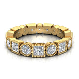 Bezel Milgrain Princess Cut Eternity Diamond Wedding Band 2.52 ctw 14K Gold Glitz Design (G,I1) - Yellow Gold