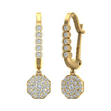 Octagon Diamond Dangle Earrings Drop Style 14K Gold 1.20 ctw-G,SI - Yellow Gold