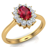 July Birthstone Ruby Oval 14K Gold Diamond Ring 0.80 ct tw - Yellow Gold