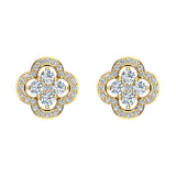 0.96 ct Unique Diamond Loop Stud Earrings Cluster 18K Gold-G,VS - Yellow Gold