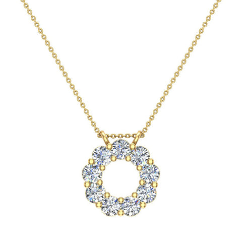 Circle Diamond Pendant in 18K Gold-G,VS - Yellow Gold