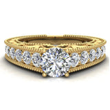 1.37 Ct Vintage Setting Diamond Engagement Ring 14K Gold (I,I1) - Yellow Gold