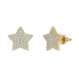 Star Shape Diamond Cluster Stud Earrings 0.50 ct 14K Gold-G,SI - Yellow Gold