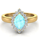 March Birthstone Aquamarine Marquise 14K Gold Diamond Ring 1.00 ct tw - Yellow Gold