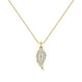 Angel Wing Diamond Necklace for Women 14K Gold Charm I I1 - Yellow Gold