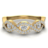 18K Gold Intertwined Diamond Wedding Ring 0.75 Carat (G,VS) - Yellow Gold