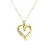 14K Gold Necklace Petite Heart Diamond Pendant Pave set 1/6 ctw-G,I1 - Yellow Gold