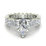 Marquise-Cut Center with Princess Eternity Diamond Wedding Ring 14K Gold-G,SI - White Gold