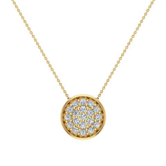 Necklace Button Dainty Button Style Pendant 0.50 ctw Yellow Gold