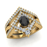 1.75 Ct Pear Cut Black Diamond Wedding Ring Set 14K Gold-I,I1 - Yellow Gold