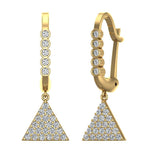 Triangle Diamond Dangle Earrings Dainty Drop Style 14K Gold 0.50 ct-I,I1 - Yellow Gold