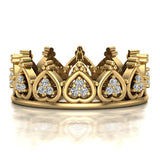 Vintage Inspired Tiara Wedding Band ring 14K Gold (I,I1) - Yellow Gold