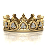 Vintage Inspired Tiara Wedding Band ring 18K Gold (G,VS) - Yellow Gold