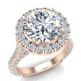 Moissanite Engagement rings 14K Gold Halo Rings for women 5.50 ct-I,I1 - Rose Gold