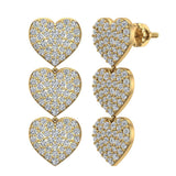 Heart Diamond Chandelier Earrings Waterfall Style 14K Gold-I,I1 - Yellow Gold