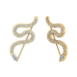 Snake style vines or Ear climber earrings 14K Gold-I,I1 - Yellow Gold