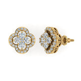 1.60 Ct Unique Diamond Loop Stud Earrings Cluster 18K Gold-G,VS - Yellow Gold