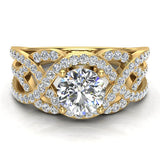1.67 Ct Diamond Engagement Ring with Scrollwork and Twists 18K Gold-G,VS - Yellow Gold