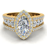 Elegant Marquise Brilliant Halo Diamond Engagement Ring 1.80 ctw 14K Gold (G,I1) - Yellow Gold