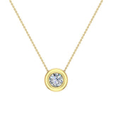 14K Gold Necklace Round Diamond Bezel Set Solitaire 5.20mm -L,I2 - Yellow Gold