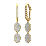 Oval Diamond Dangle Earrings Dainty Drop Style 14K Gold 1.10 ct-I,I1 - Yellow Gold