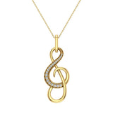 Treble Clef Minimal Music Charm 14K Gold Diamond Necklace G-SI - Yellow Gold