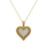 0.56 ct tw Pave-Set Heart Diamonds Necklace 18K Gold(G,VS) - Yellow Gold