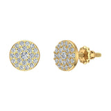 Round Cluster Diamond Earrings 0.47 ct 14K Gold-G,SI - Yellow Gold