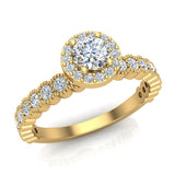 Round brilliant diamond engagement ring luscious milgrain 18K 0.83 ct VS - Yellow Gold