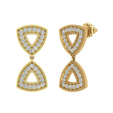 Minimalist Triangle Motif Diamond Dangle Earrings 18K Gold 0.60 ct-G,VS - Yellow Gold